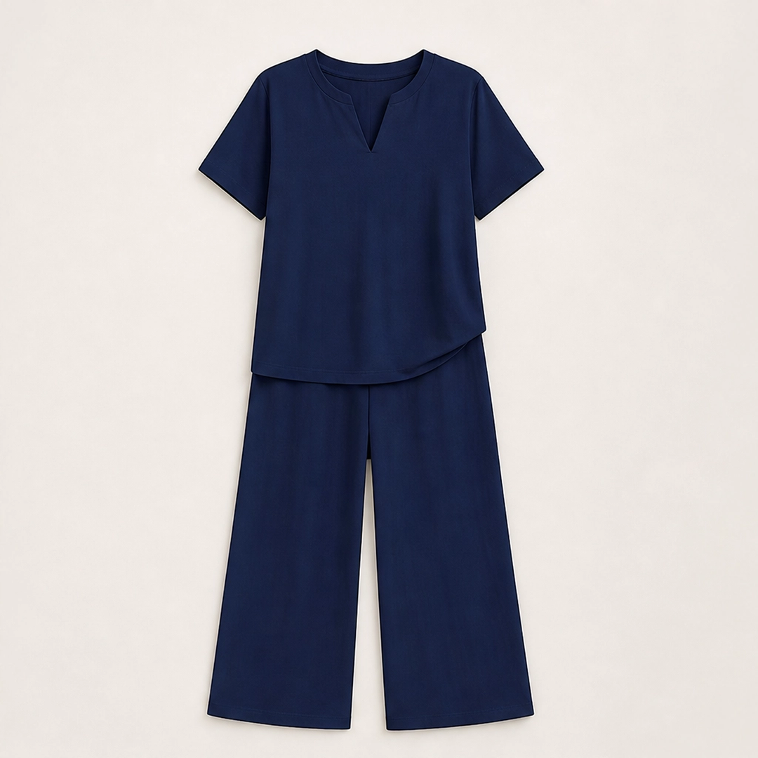 Willowé – Soft V-Neck Top &amp; Wide-Leg Pants Lounge Set + 50% OFF