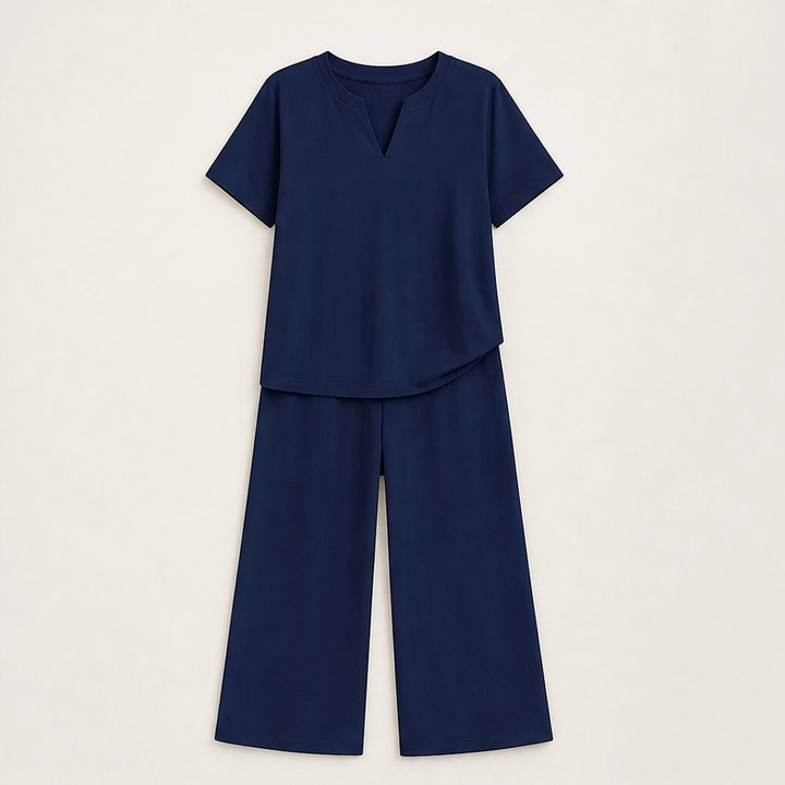 Willowé – Soft V-Neck Top &amp; Wide-Leg Pants Lounge Set + 50% OFF