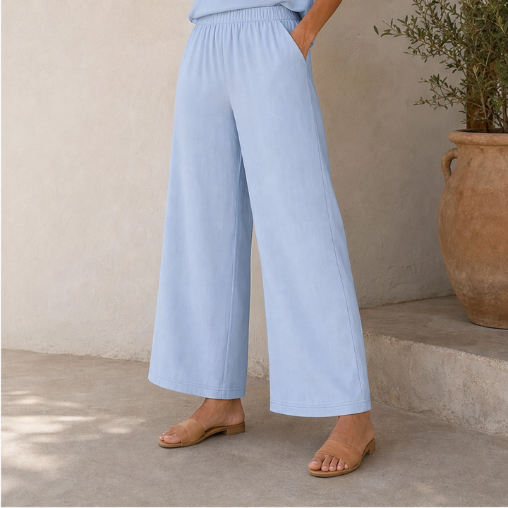 Willowé – Soft V-Neck Top &amp; Wide-Leg Pants Lounge Set + 50% OFF