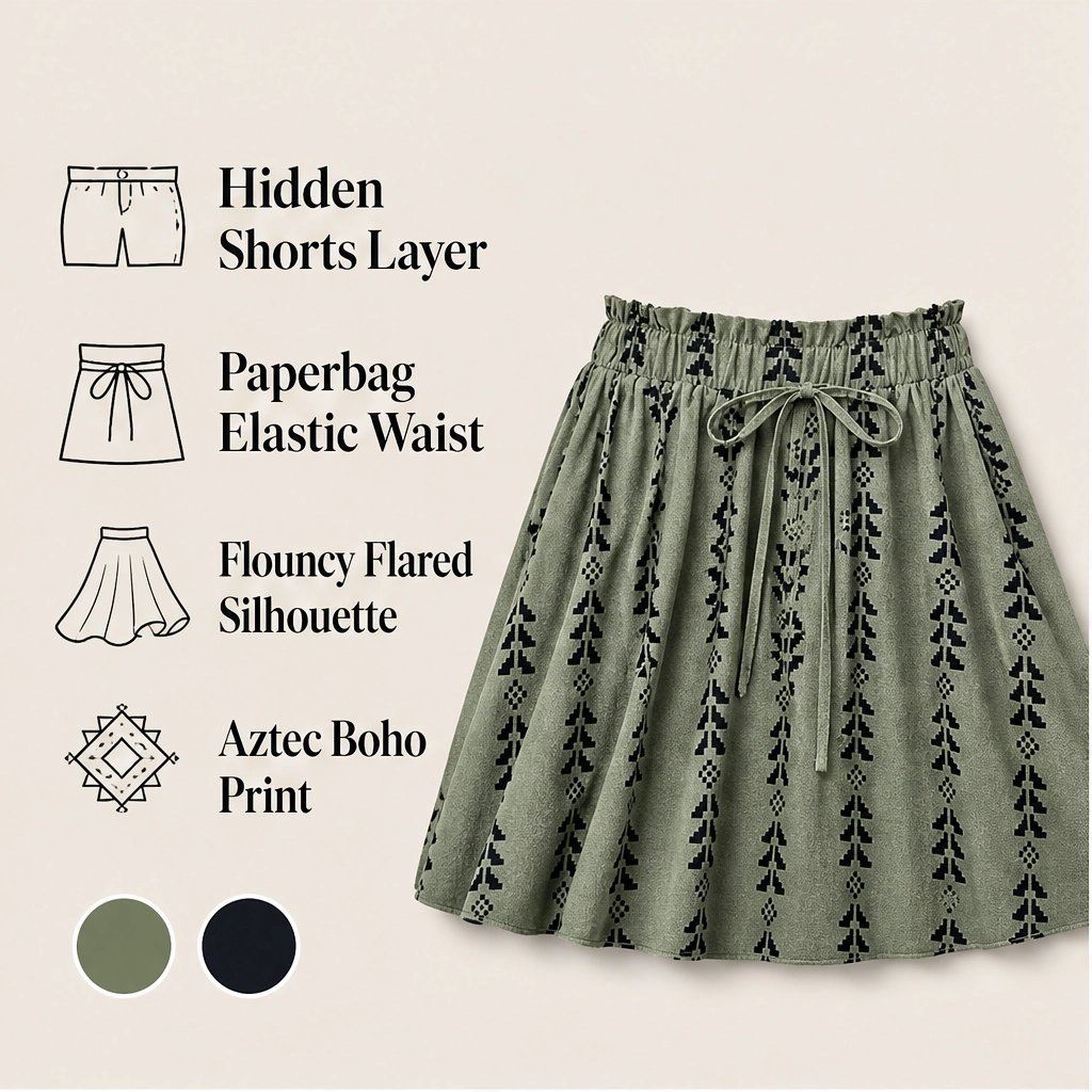 Wanderlyn – Flowy High-Waist Bohemian Print Shorts + 50% OFF