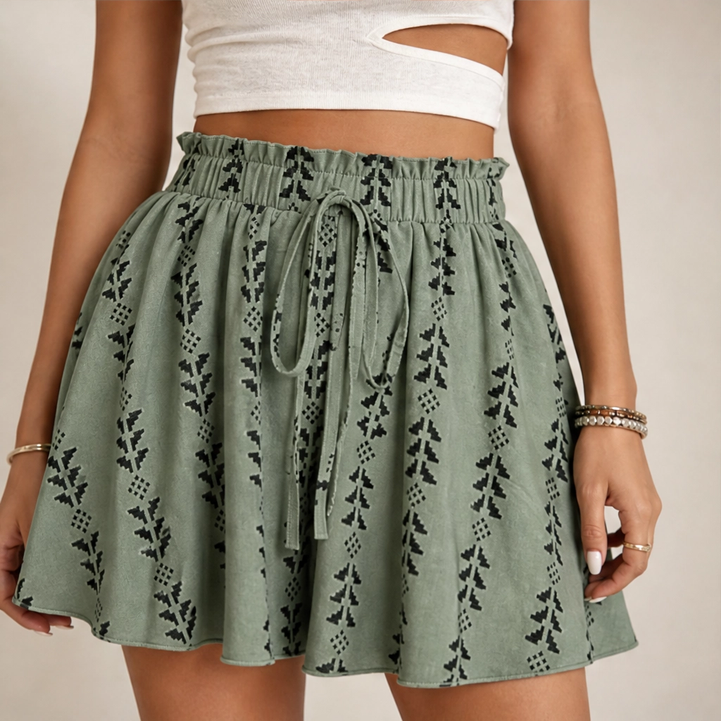 Wanderlyn – Flowy High-Waist Bohemian Print Shorts + 50% OFF