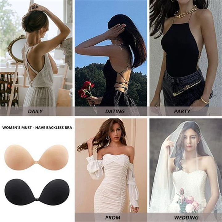 Bareform – Invisible Adhesive Push-Up Bra with Front Gathering Clasp + 1+1 FREE