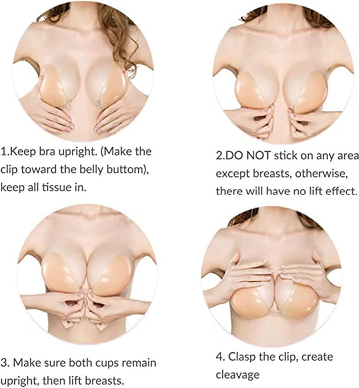 Bareform – Invisible Adhesive Push-Up Bra with Front Gathering Clasp + 1+1 FREE