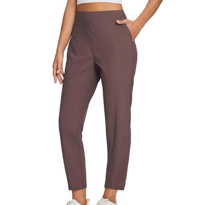Vindra – Lightweight High-Waisted Zip-Pocket Ankle Trousers + 50% OFF