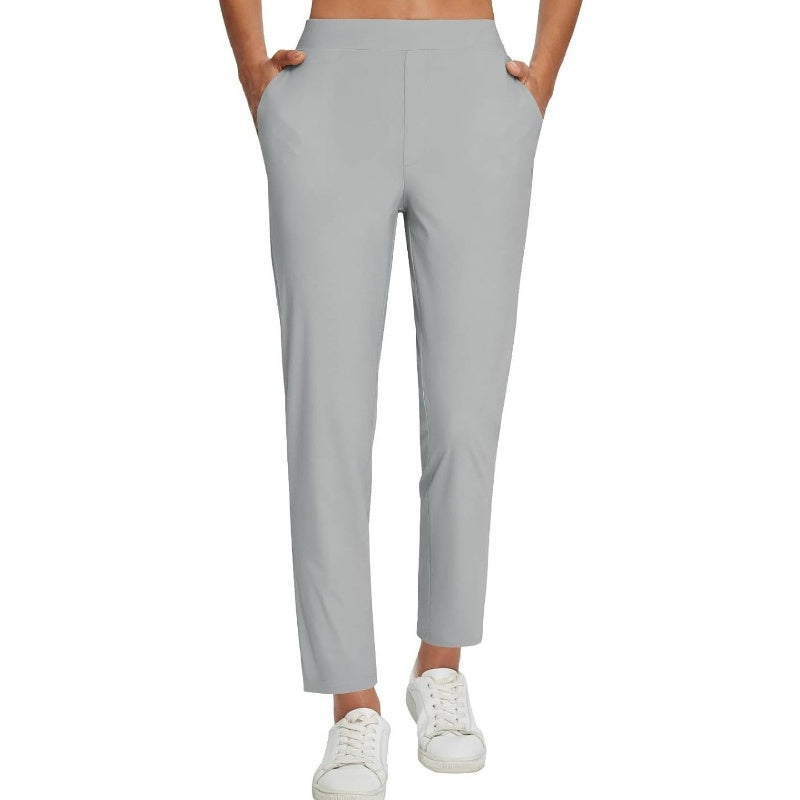 Vindra – Lightweight High-Waisted Zip-Pocket Ankle Trousers + 50% OFF