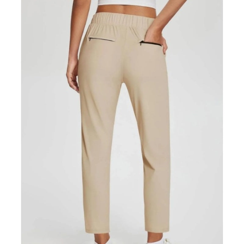 Vindra – Lightweight High-Waisted Zip-Pocket Ankle Trousers + 50% OFF