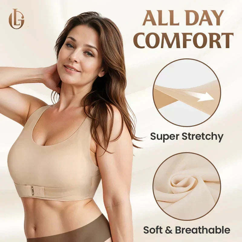 Arcelle – Front-Closure Cross-Back Wireless Posture Bra + 50% OFF