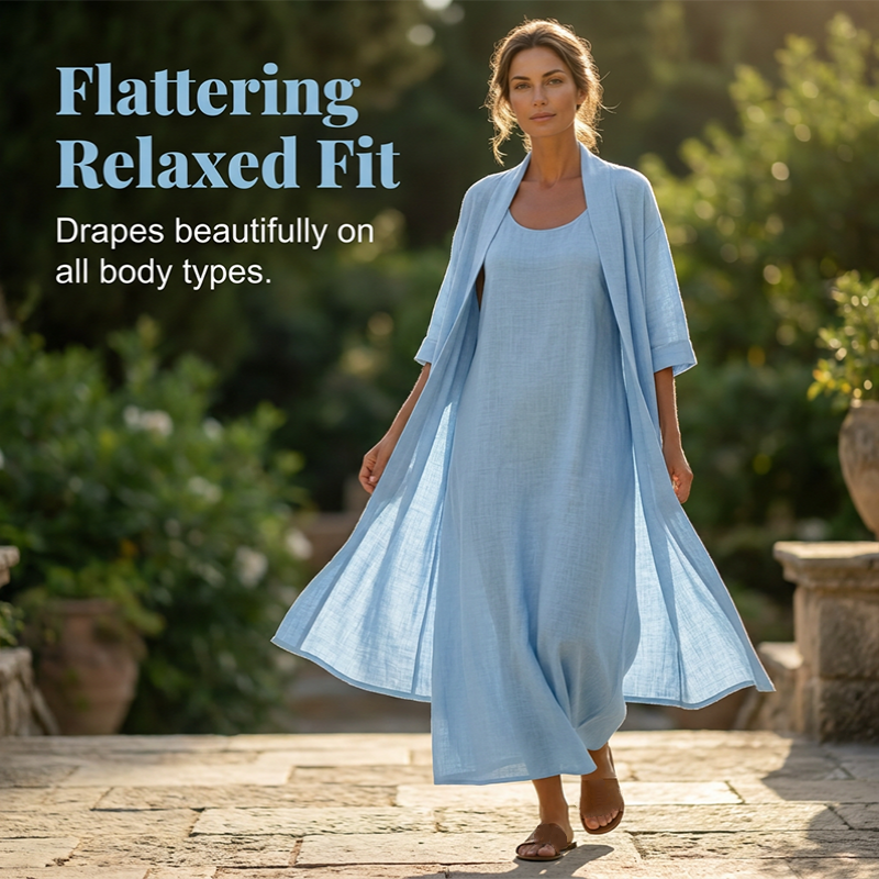 Lirelle™ – Breezy 2-Piece Linen-Blend Maxi Dress &amp; Duster Set + 50% OFF