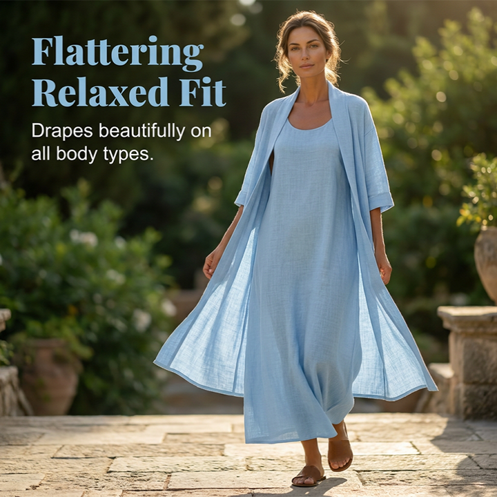 Lirelle™ – Breezy 2-Piece Linen-Blend Maxi Dress &amp; Duster Set + 50% OFF