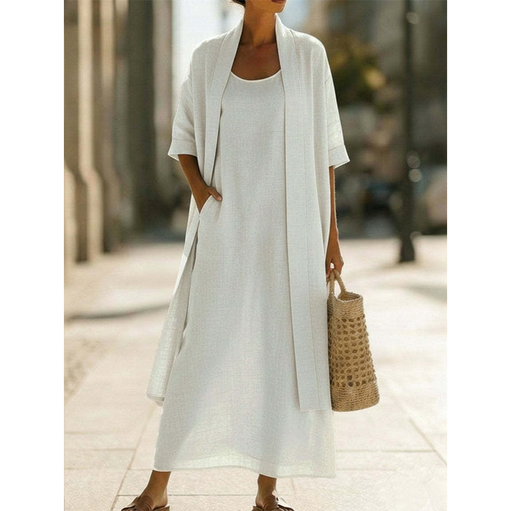 Lirelle™ – Breezy 2-Piece Linen-Blend Maxi Dress &amp; Duster Set + 50% OFF