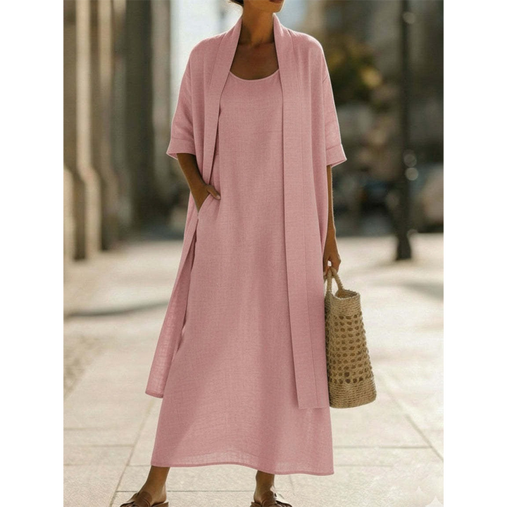Lirelle™ – Breezy 2-Piece Linen-Blend Maxi Dress &amp; Duster Set + 50% OFF