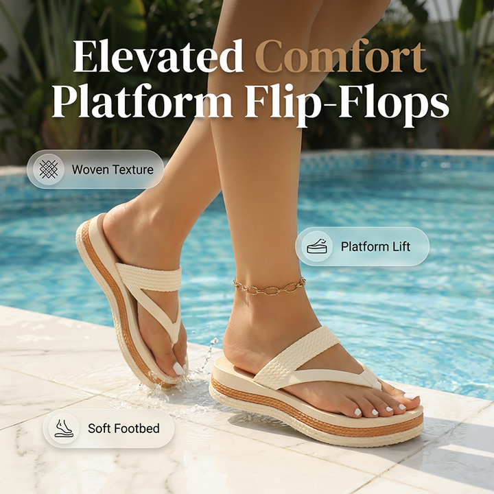 Solira™ – Cushioned Platform Flip-Flops with Woven Strap + 50% OFF