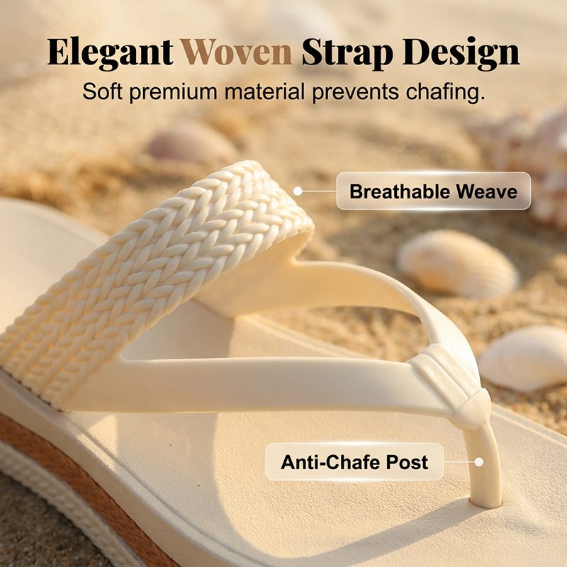 Solira™ – Cushioned Platform Flip-Flops with Woven Strap + 50% OFF