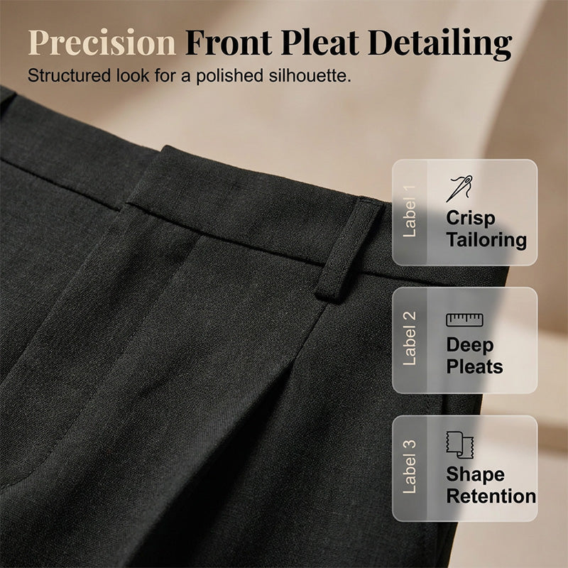 Sartelle – High-Waist Pleated Wide-Leg Bermuda Shorts + 50% OFF