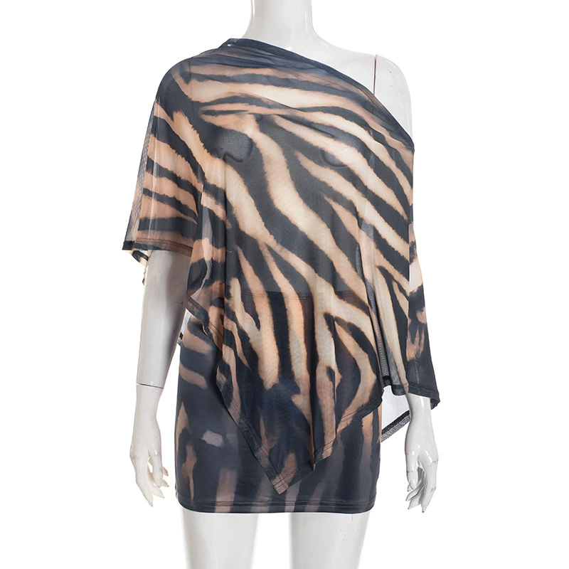 Tigresse – Asymmetric Sheer Shawl Top &amp; Mini Skirt Set + 50% OFF