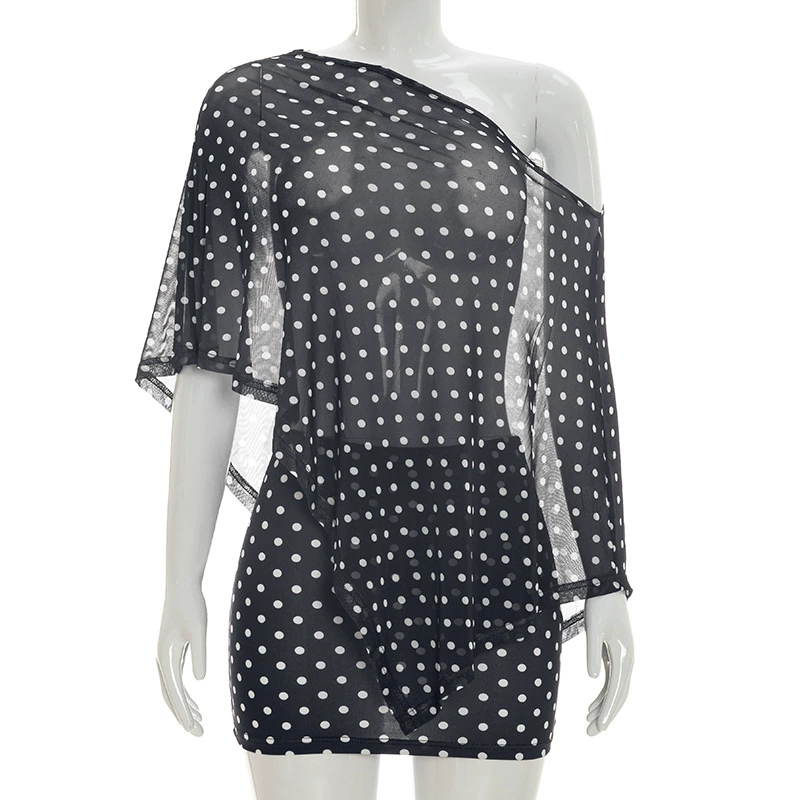Tigresse – Asymmetric Sheer Shawl Top &amp; Mini Skirt Set + 50% OFF