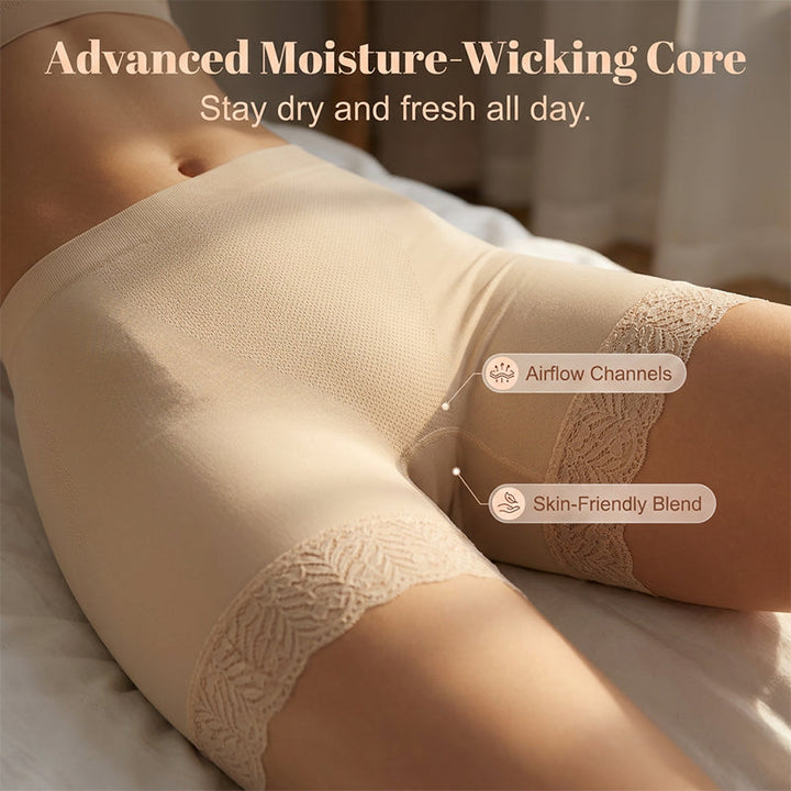 Glissette – High-Waist Anti-Chafing Slip Shorts with Lace Trim + 50% OFF