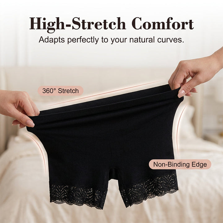 Glissette – High-Waist Anti-Chafing Slip Shorts with Lace Trim + 50% OFF