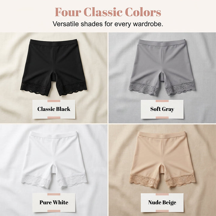 Glissette – High-Waist Anti-Chafing Slip Shorts with Lace Trim + 50% OFF
