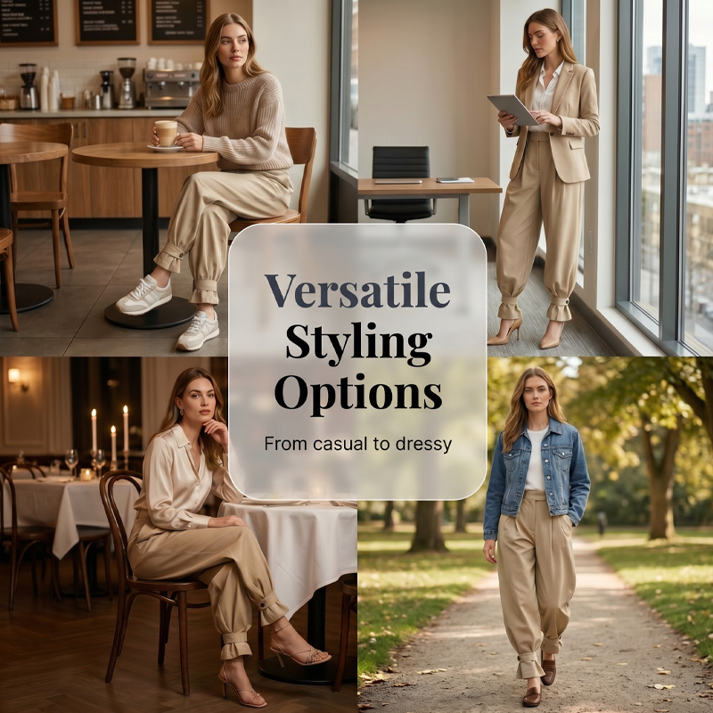 Pleatelle – High-Waist Pleated Lantern Pants with Ruffled Tie Cuffs + 50% OFF