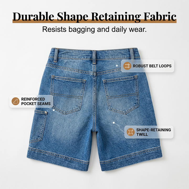 Hemwick – Stretch Denim Bermuda Shorts with Cargo Pockets + 50% OFF