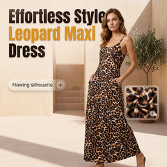Wildesse – Leopard Print Maxi Dress with Pockets & Adjustable Straps + 50% OFF