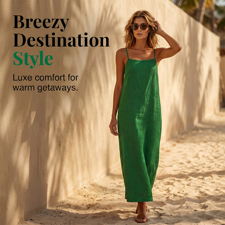 Driftelle – Breathable Cotton-Blend Maxi Slip Dress + 50% OFF