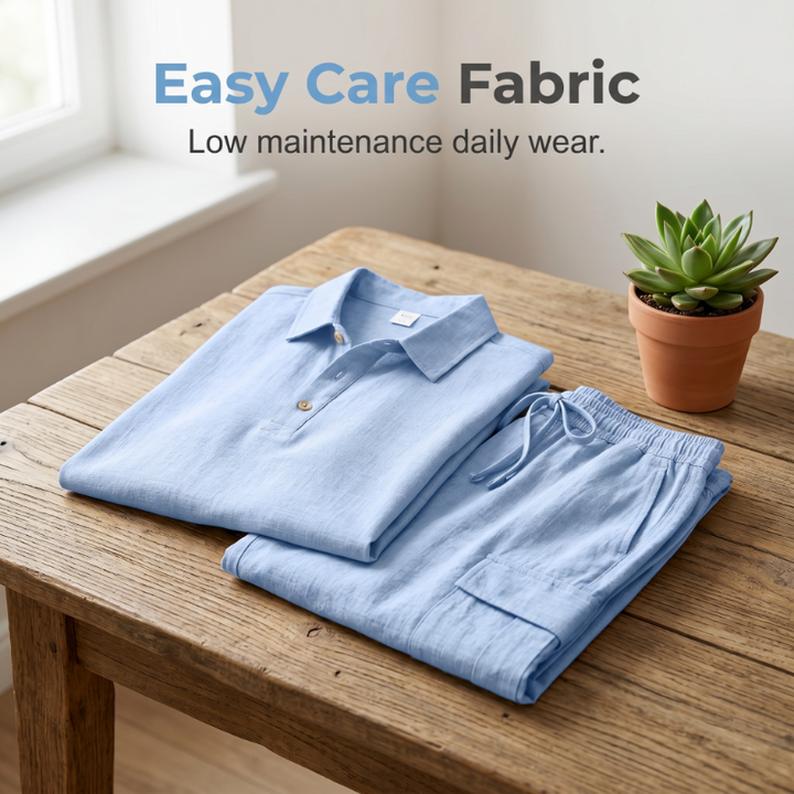 Duneport – Breathable Linen Blend Two-Piece Shirt &amp; Cargo Shorts Set + 50% OFF
