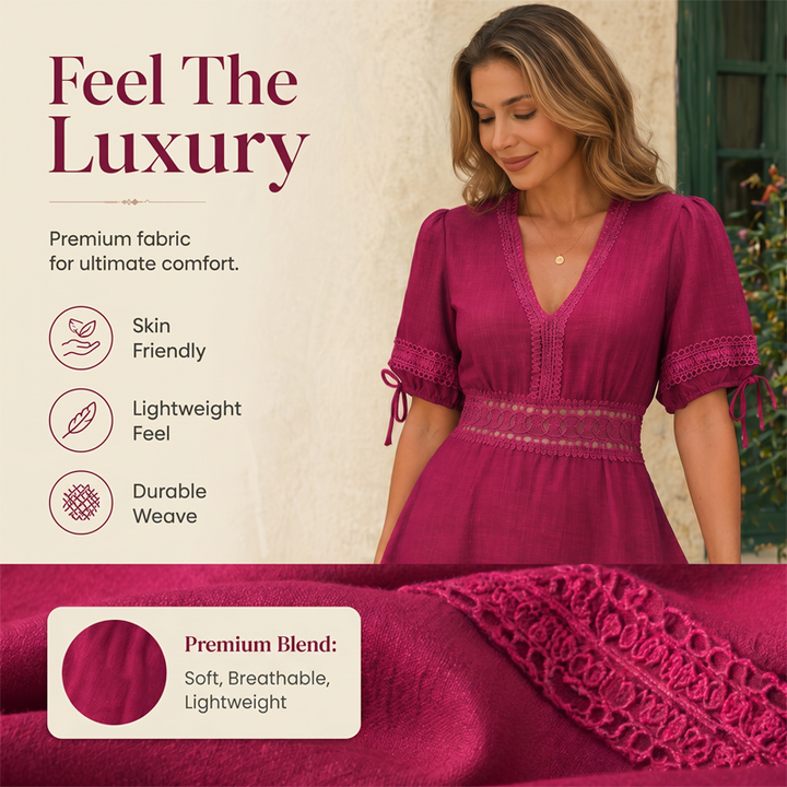 Rosella – V-Neck Lace Trim Tiered Ruffle Mini Dress + 50% OFF