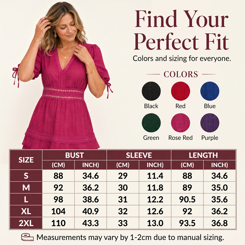 Rosella – V-Neck Lace Trim Tiered Ruffle Mini Dress + 50% OFF