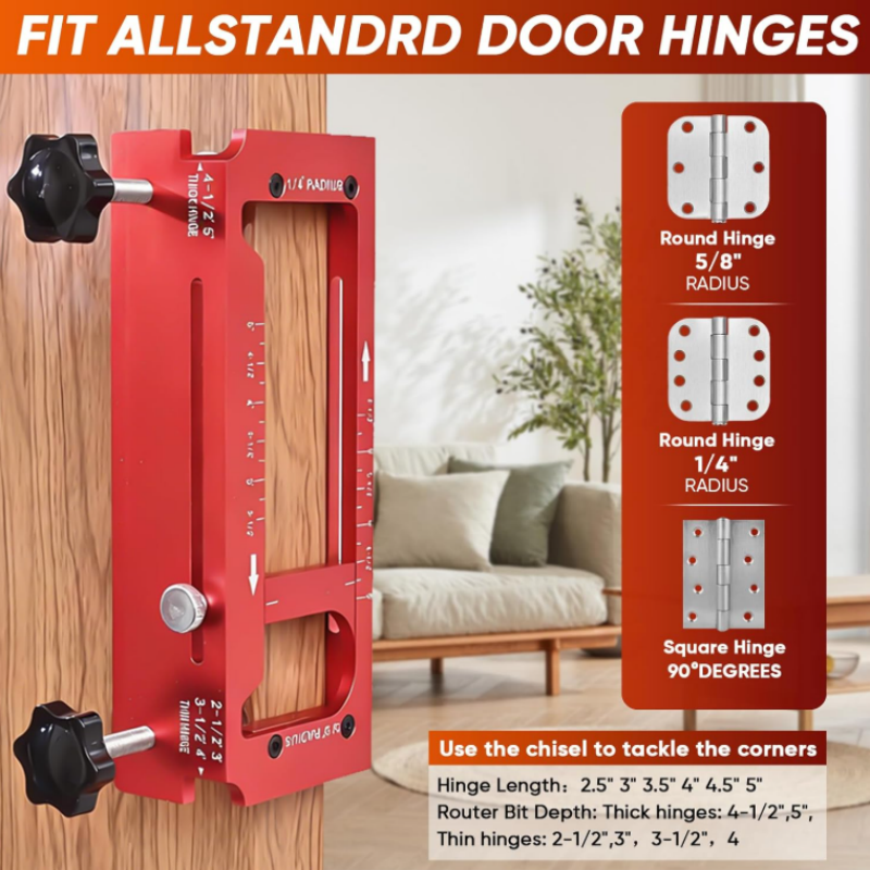 Mortisecraft – Adjustable Aluminum Hinge Mortise Jig Kit with Router Bit &amp; Chisel-Ready Templates + 50% OFF