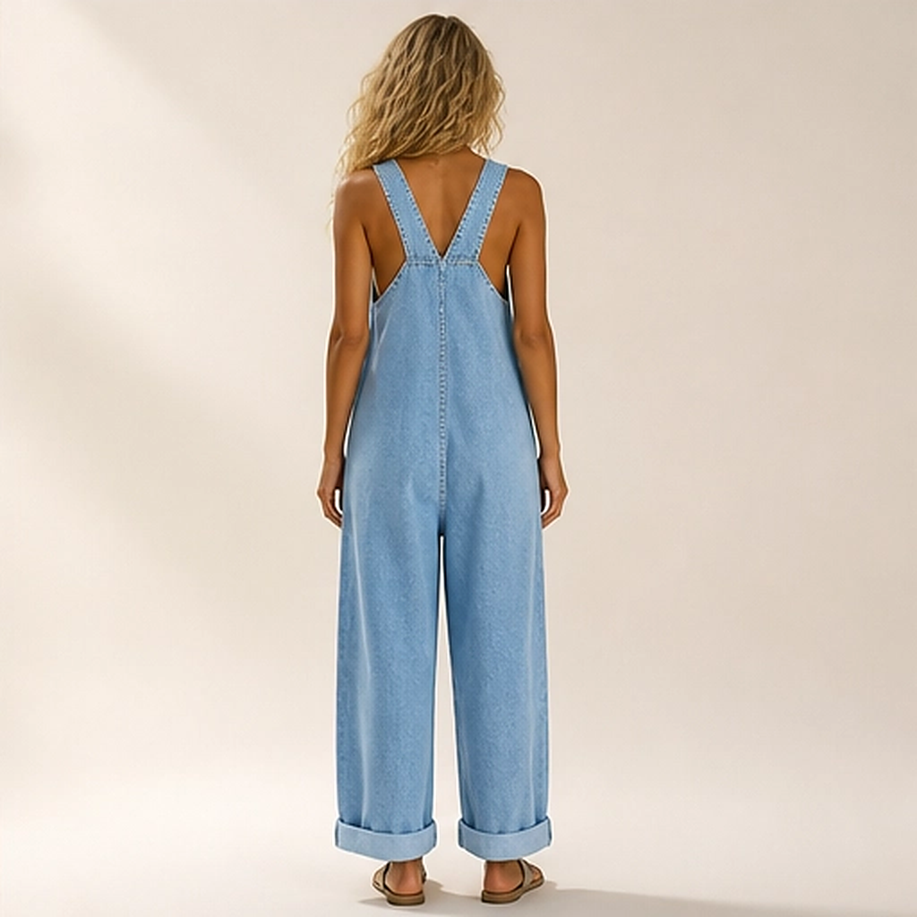 Sundrift – Relaxed Wide-Leg Sleeveless Jumpsuit with Pockets + 50% OFF