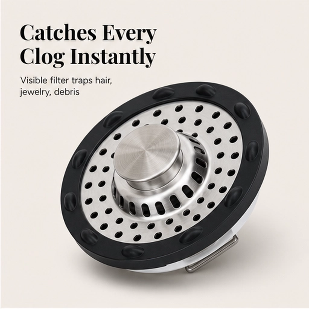 Steelbrook – 3-in-1 Pop-Up Stainless Steel Sink Stopper &amp; Strainer + 50% OFF