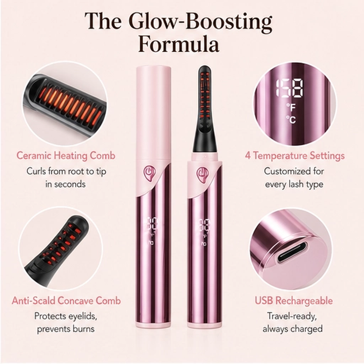 Lashelle – Heated Eyelash Curler with 4 Heat Levels &amp; Digital Display + 50% OFF