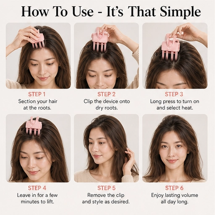 Halora – Cordless Heated Root Lift Volumizing Clip for Fine, Flat Hair + 50% OFF