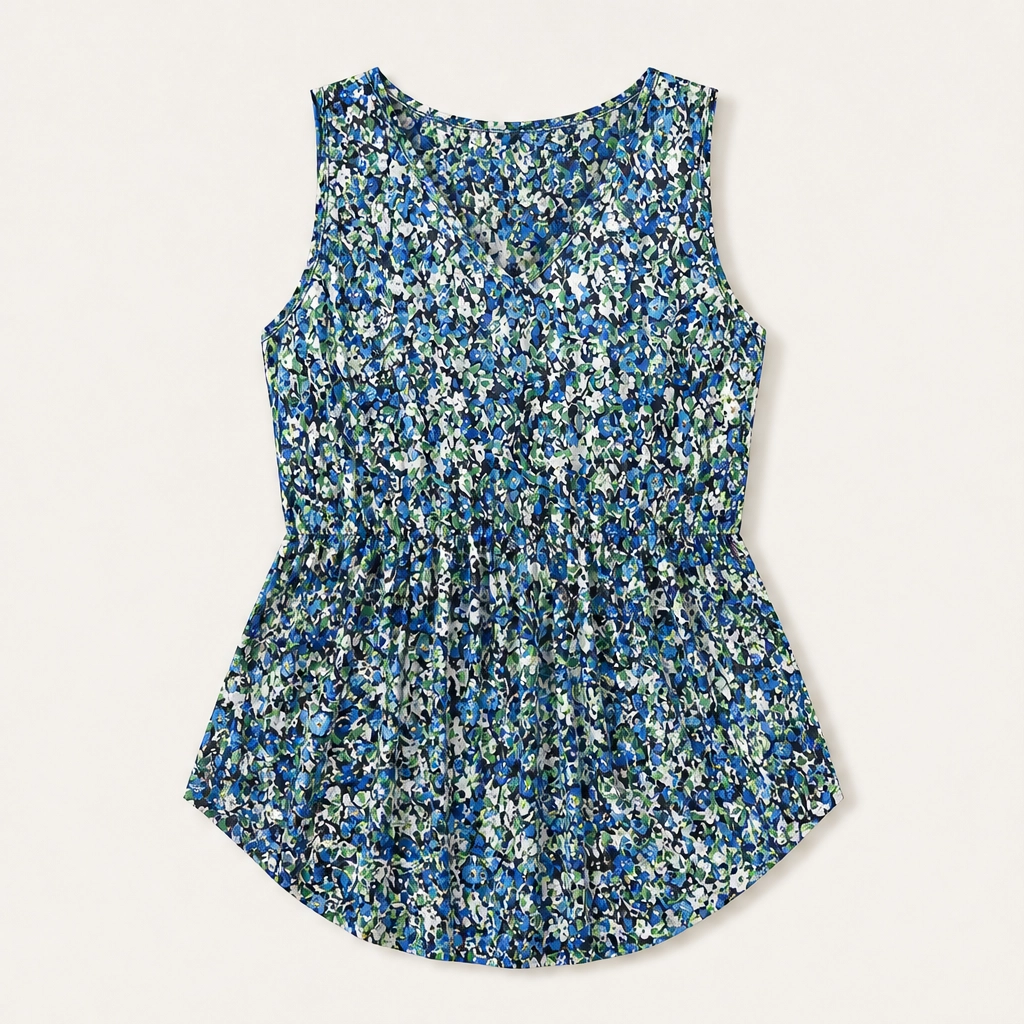 Willowmere – Flowy Pleated Peplum Sleeveless V-Neck Tank Top + 50% OFF