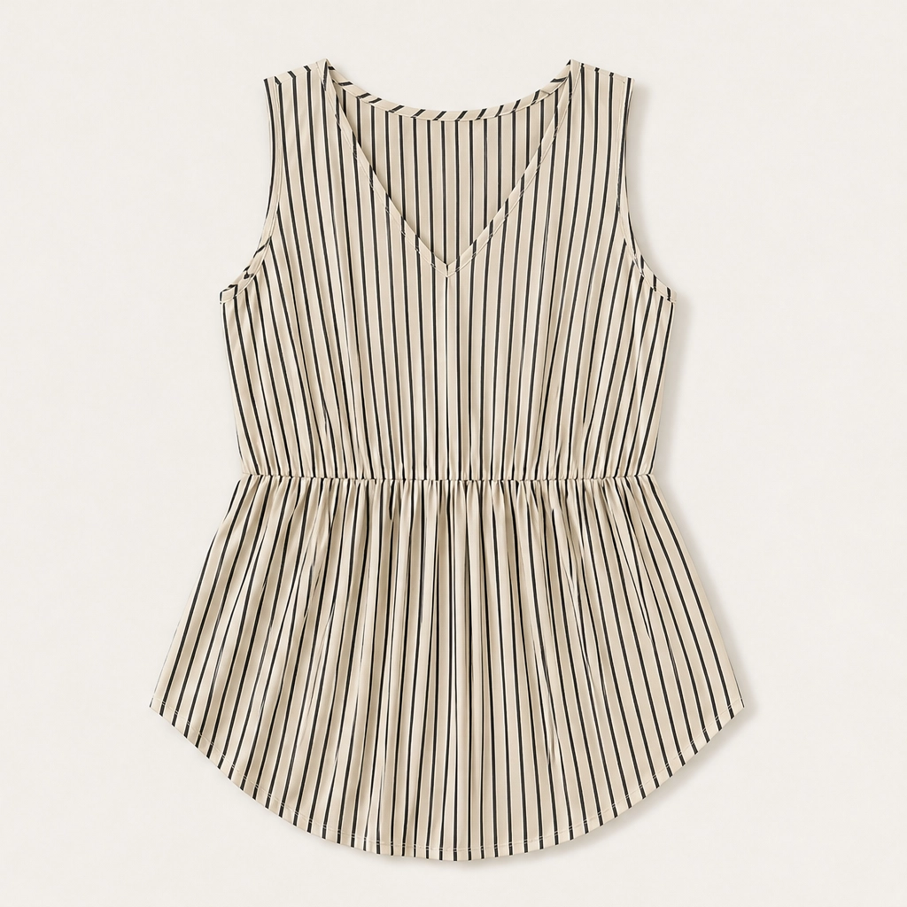 Willowmere – Flowy Pleated Peplum Sleeveless V-Neck Tank Top + 50% OFF