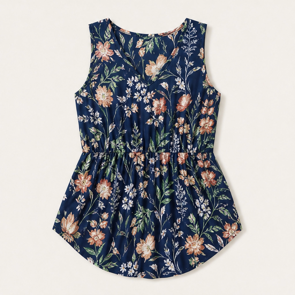 Willowmere – Flowy Pleated Peplum Sleeveless V-Neck Tank Top + 50% OFF