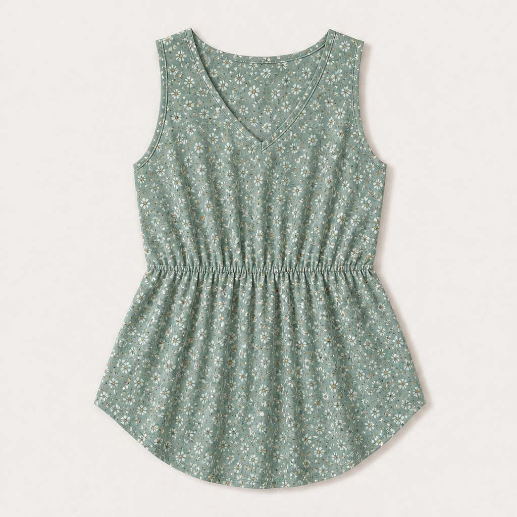 Willowmere – Flowy Pleated Peplum Sleeveless V-Neck Tank Top + 50% OFF