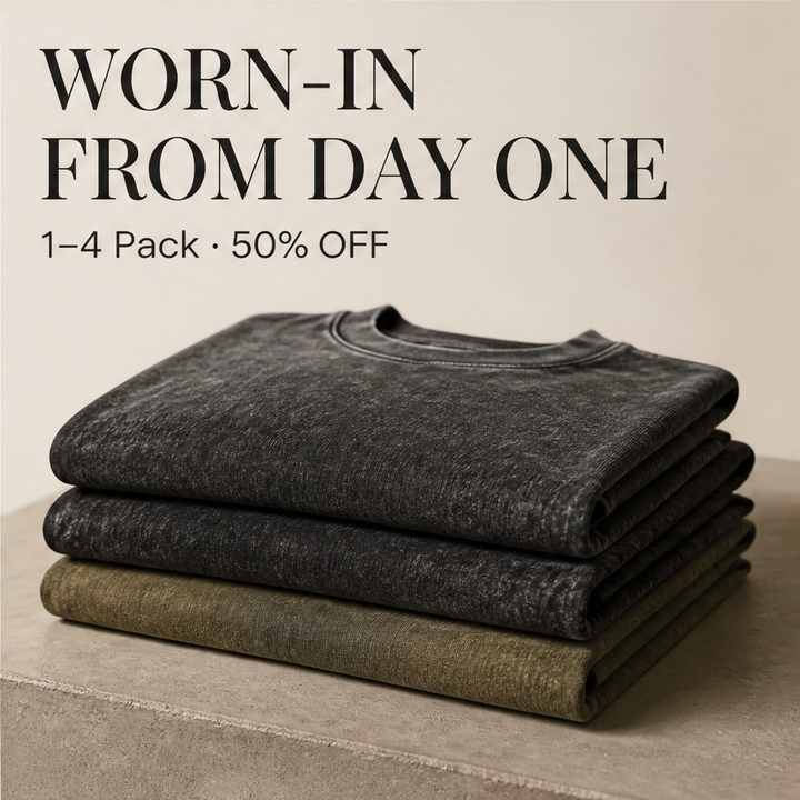 Millcroft – Heavyweight Acid Wash Oversized Cotton Tee + 50% OFF